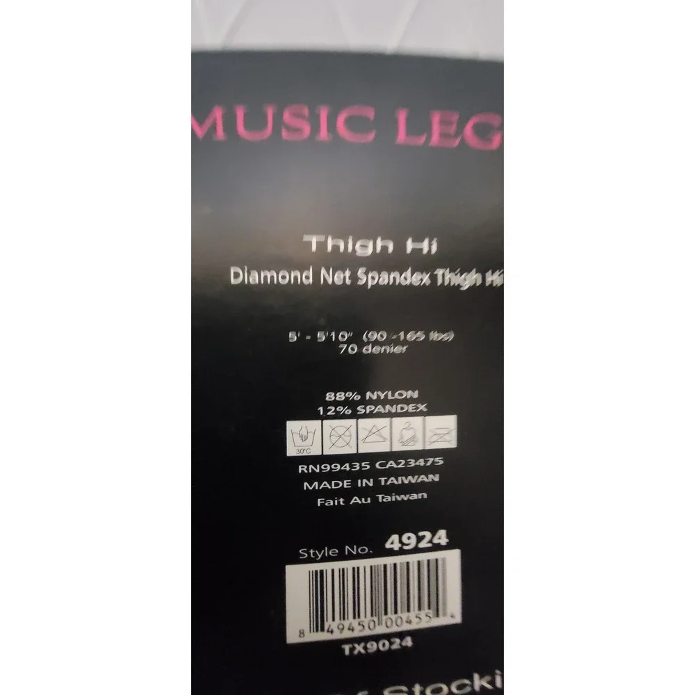 Music Legs Hoisery Diamond Net Spanadex Thigh Hi One Size Fits‎ Most
